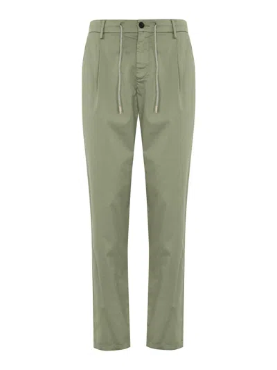 Eleventy Cotton Trousers With Drawstring In Green