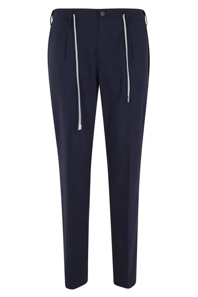 Eleventy Drawstring Tapered Leg Trousers In Blue
