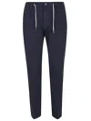 Eleventy Drawstring Waist Tapered Leg Trousers With Back Pockets In Blue