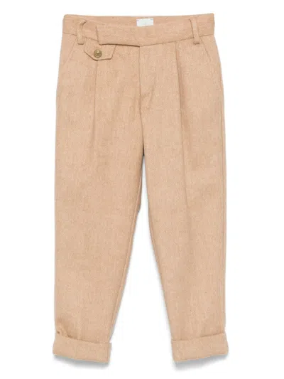 Eleventy Kids' Pantaloni Con Motivo A Spina Di Pesce In Brown