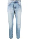 Eleventy Stonewashed Tapered-leg Jeans In Blue