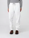 Eleventy Men White Pants With Elastic Drawstring Waist And Tapered Leg In Cotton Blend Stretch Woman In White