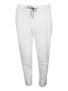 Eleventy Men White Pants With Elastic Drawstring Waist And Tapered Leg In Cotton Blend Stretch Woman In White