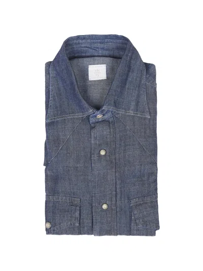 Eleventy Patch Pocket Button-down Shirt In Blue