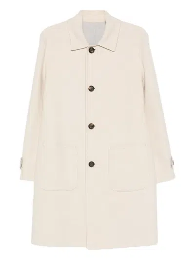 Eleventy Patch-pocket Single-breasted Coat In Neutral