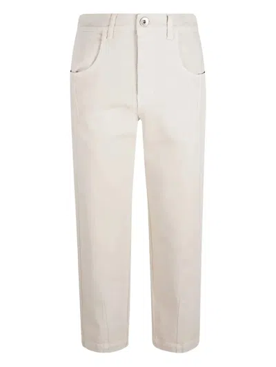 Eleventy Patch-pocket Cotton Blend Trousers In Neutral