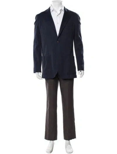 Pre-owned Eleventy Patterned Blazer In Blue