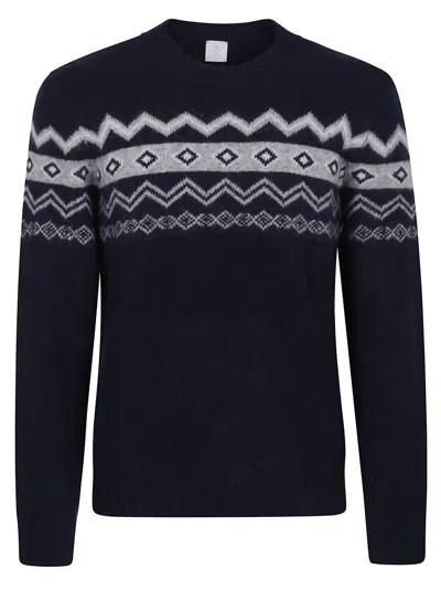 ELEVENTY PATTERNED CREW-NECK SWEATER WITH GEOMETRIC MOTIFS
