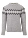 Eleventy Patterned-jacquard Sweater In Gray