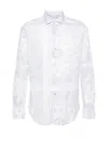Eleventy Patterned Long-sleeved Shirt In White