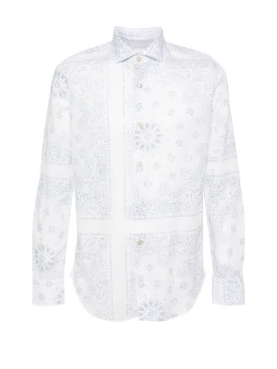 Eleventy Patterned Long-sleeved Shirt In White