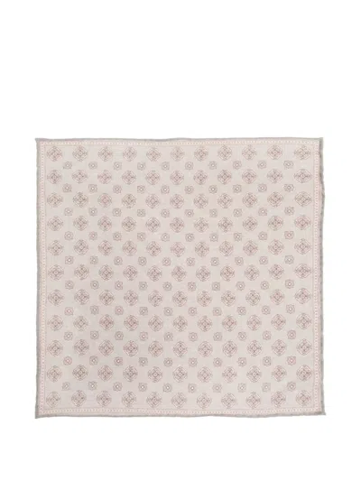 Eleventy Patterned Pocket Square In White