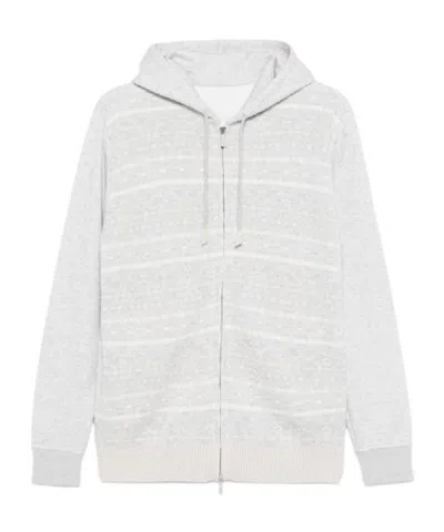 Eleventy Patterned Wool Hoodie In Gray