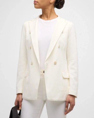 Eleventy Peak-lapel Double-breasted Blazer In White