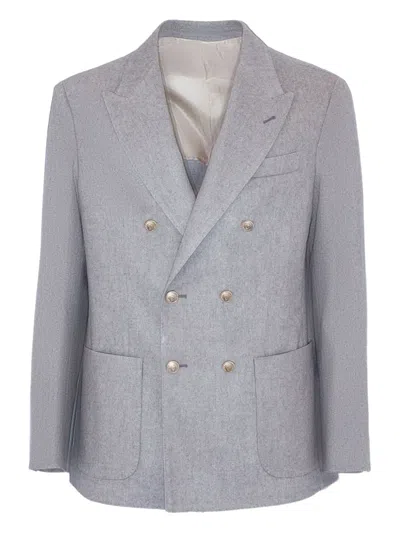 Eleventy Peak-lapel Double-breasted Jacket In Gray