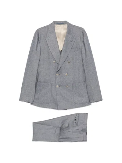 Eleventy Peak-lapel Double-breasted Suit In Gray