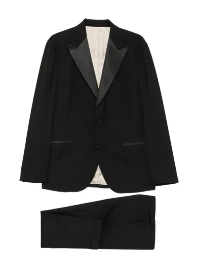 Eleventy Peak-lapel Single-breasted Suit In Black