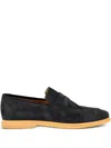 Eleventy Penny Suede Loafers In Blue