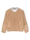 Eleventy Perforated Leather Bomber Jacket In Brown