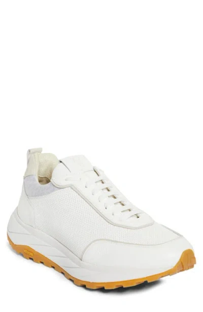 Eleventy Perforated Low Top Sneaker In Sage White