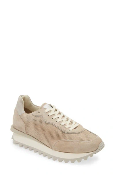 Eleventy Perforated Low Top Trainer In Tan - Grey