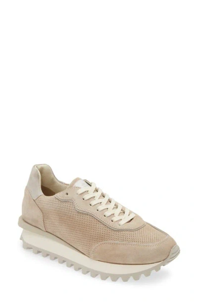 Eleventy Perforated Low Top Sneaker In Tan - Grey