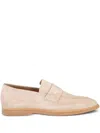Eleventy Perforated Suede Loafers In Neutral