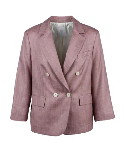 Eleventy Pink Double-breasted Wool Silk Jacket