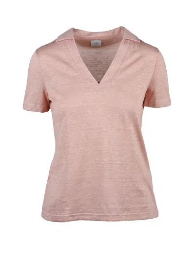 Eleventy Pink Linen Cotton Women Polo