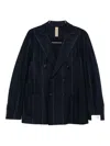 Eleventy Pinstripe Double-breasted Blazer In Black