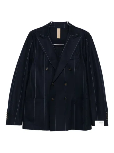 Eleventy Pinstripe Double-breasted Blazer In Black