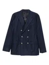Eleventy Pinstripe Double-breasted Blazer In Brown