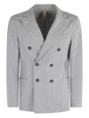 Eleventy Pinstripe Double-breasted Blazer In Gray
