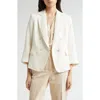Eleventy Pinstripe Double Breasted Crop Blazer In White