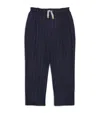 Eleventy Pinstripe Drawstring Straight Trousers In Blue