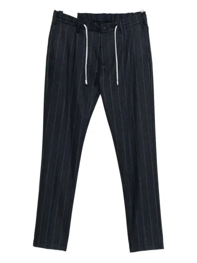 Eleventy Pinstripe Drawstring Trousers In Black