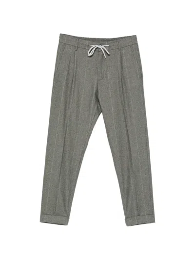 Eleventy Pinstripe Drawstring-waist Trousers In Multi