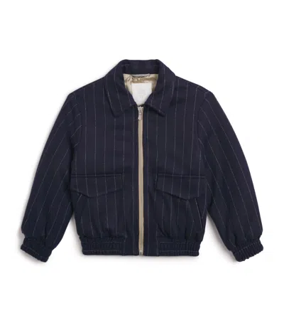 Eleventy Kids' Pinstripe Harrington Bomber Jacket In Blue