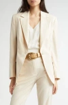 Eleventy Pinstripe One-button Stretch Virgin Wool Blend Blazer In Sand
