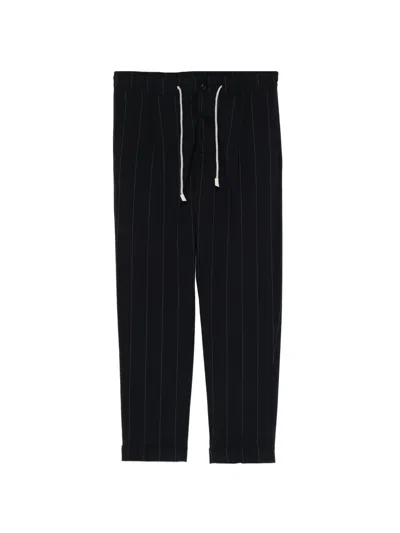 Eleventy Pinstripe-pattern Drawstring Trousers In Blue