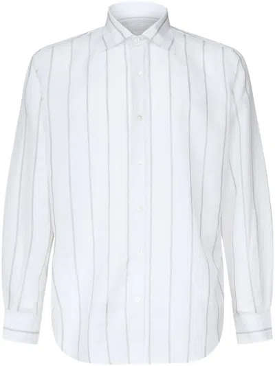 Eleventy Pinstripe Pattern Shirt In White