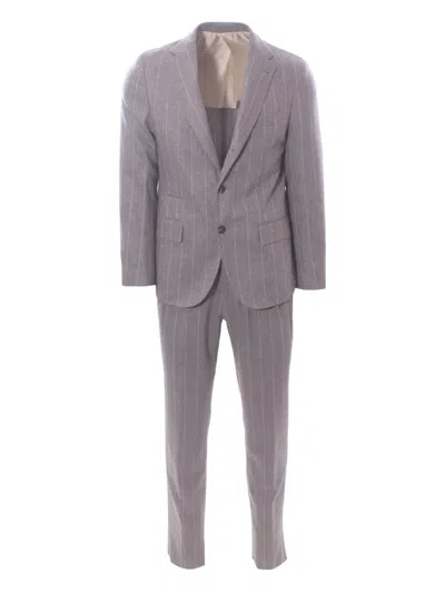 Eleventy Pinstripe Pleated Suit In Gray