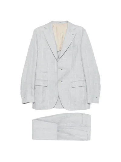 Eleventy Pinstripe Single-breasted Suit In Brown