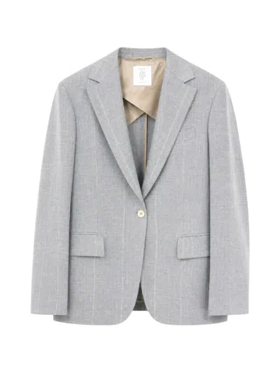 Eleventy Pinstripe Single-breasted Blazer In Yellow