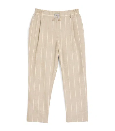 Eleventy Kids' Pinstripe Trousers In Neutral