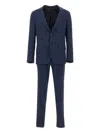 Eleventy Wool Blend Pinstripe Suit With Elasticated Waistband In Blue