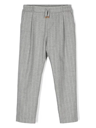 Eleventy Kids' Pinstriped Trousers In Grey