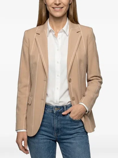 Eleventy Pinstriped Wool Blazer In Neutral