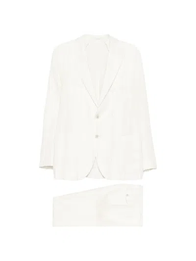 Eleventy Pinstripe-pattern Suit In White