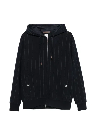 Eleventy Pinstripe-pattern Zip-up Hoodie In Multi